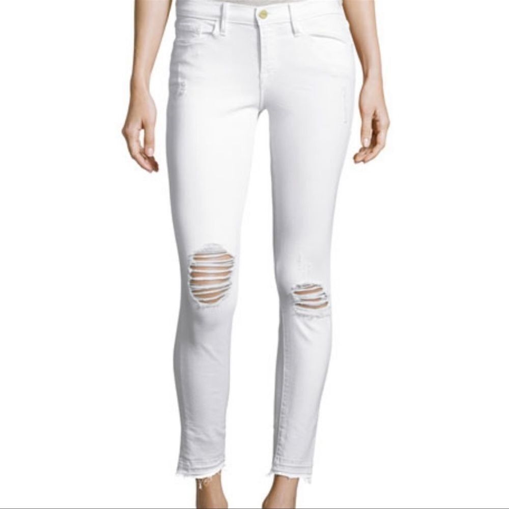 Frame Denim, Le Skinny de Jeanne White Crop. Size 31.